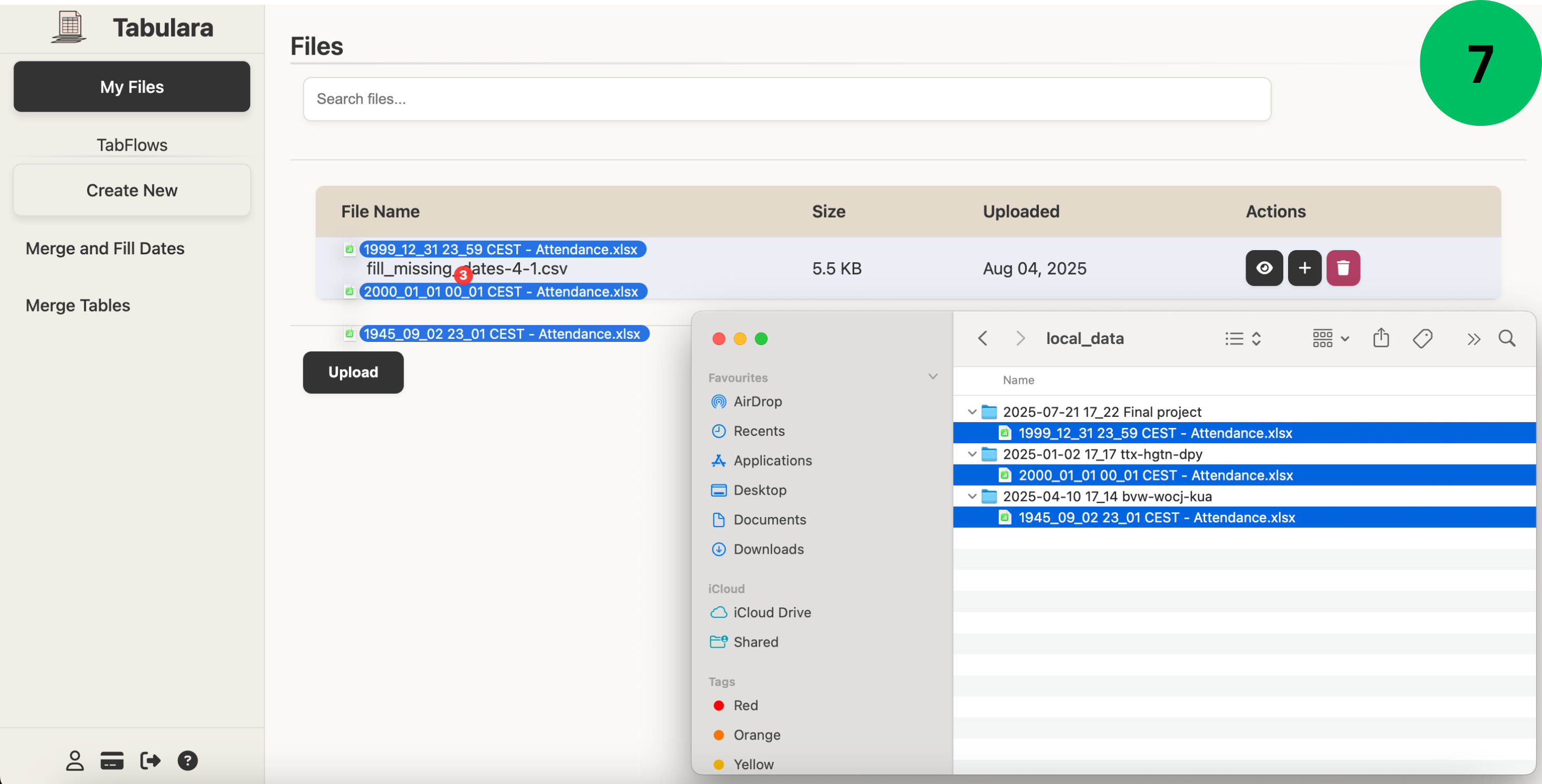 File upload interface