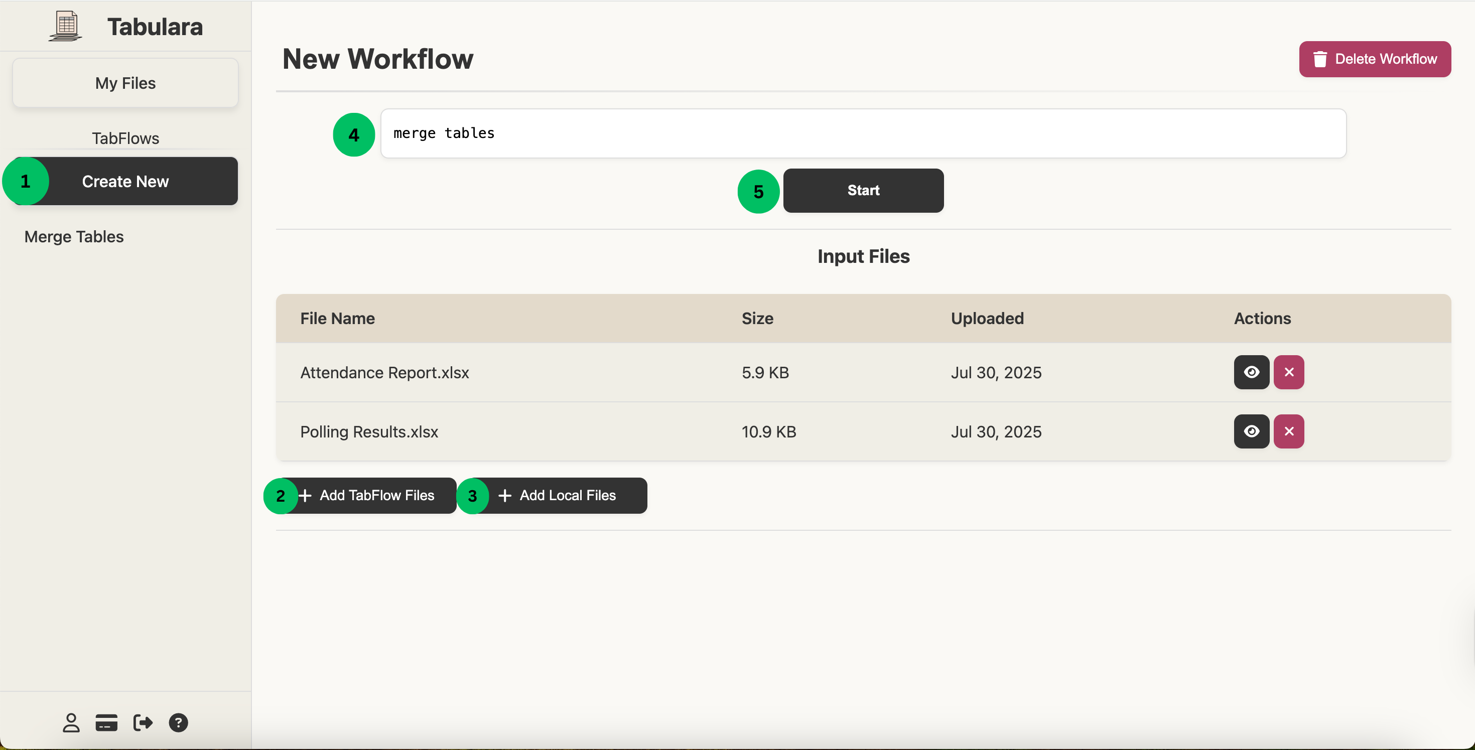 Tabflow creation overview